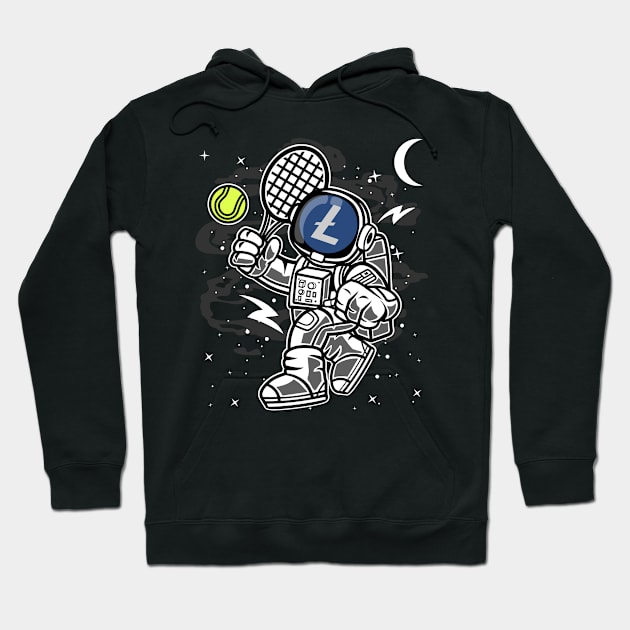 Astronaut Tennis Litecoin LTC Coin To The Moon Crypto Token Cryptocurrency Blockchain Wallet Birthday Gift For Men Women Kids Hoodie by Thingking About